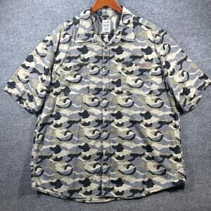 Dickies Button Up Shirt Men's 3XL Gray/Black Camo SS Casual Ripstop Outdoors